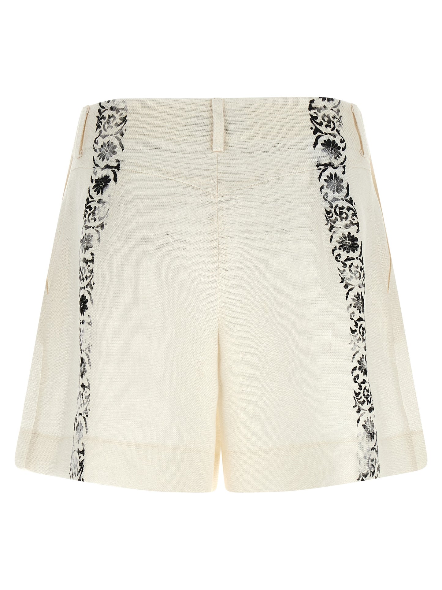 Alberta Ferretti Bicolor Linen Bermuda Shorts