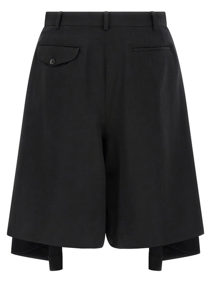 Comme Des Garçons Black Wool Bermuda Shorts