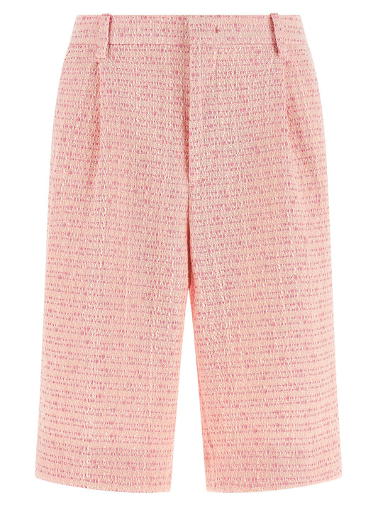 Bermuda Shorts by Tagliatore for women in poly acrylic cotton multicolor & pink features an tailored silhouette, showcasing a tailored straight-leg & wide with a short and for a sophisticated look.