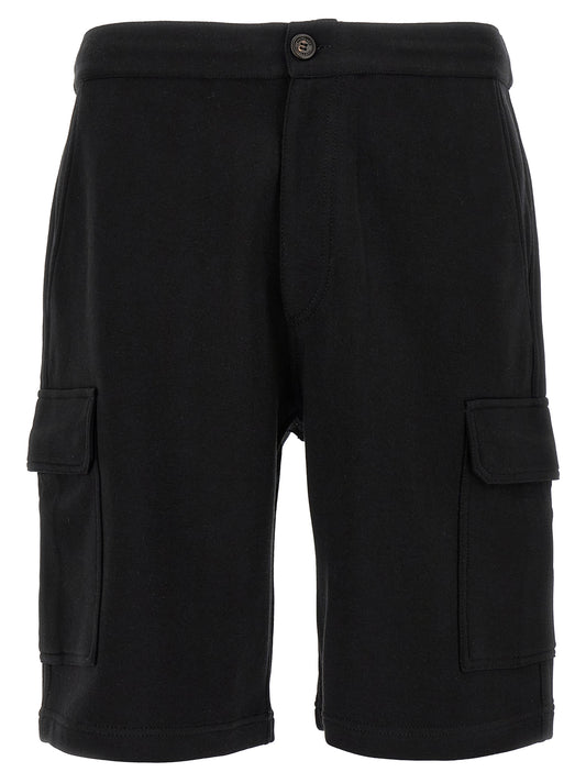 Bermuda Shorts by Brunello Cucinelli for men in silk polyamide cotton & cashmere black features an tailored silhouette, showcasing a tailored with a short and for a sophisticated look.
