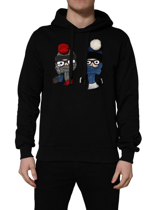 Dolce & Gabbana Men's Regular Fit Cotton Sweatshirt Hoodie - Black Multicolor