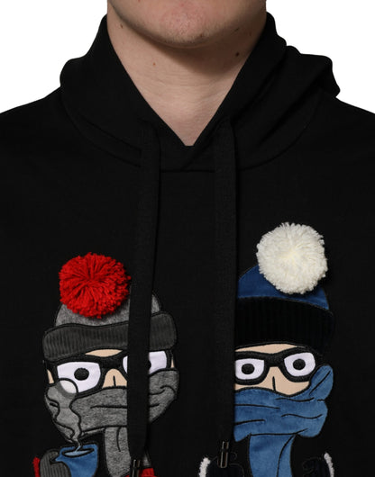 Dolce & Gabbana Men's Regular Fit Cotton Sweatshirt Hoodie - Black Multicolor
