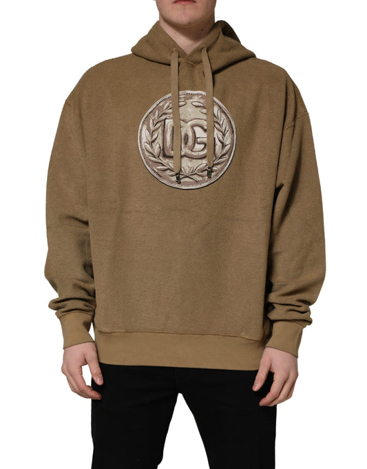 Dolce & Gabbana Men's Regular Fit Cotton Sweatshirt Hoodie - Brown Sand