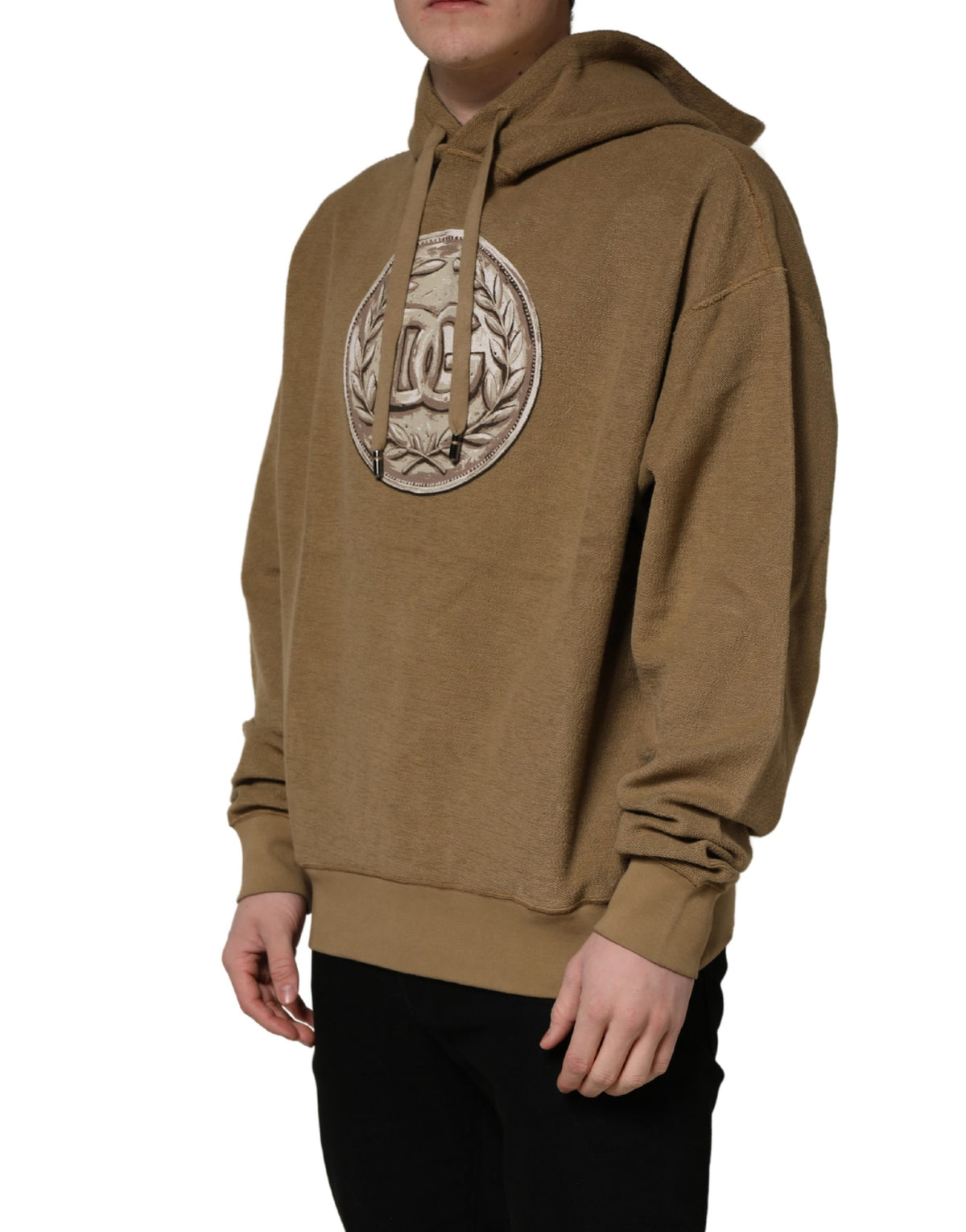 Dolce & Gabbana Men's Regular Fit Cotton Sweatshirt Hoodie - Brown Sand