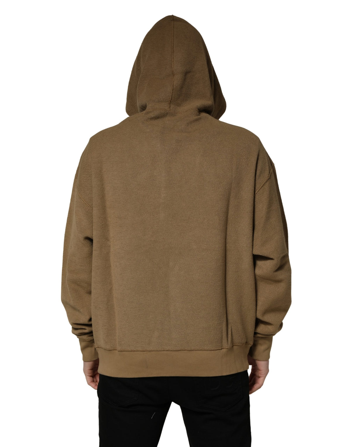 Dolce & Gabbana Men's Regular Fit Cotton Sweatshirt Hoodie - Brown Sand
