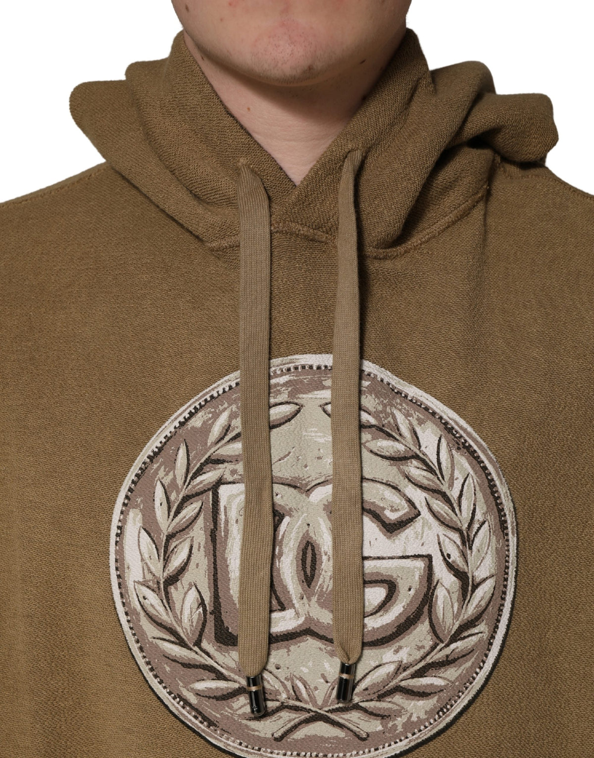 Dolce & Gabbana Men's Regular Fit Cotton Sweatshirt Hoodie - Brown Sand
