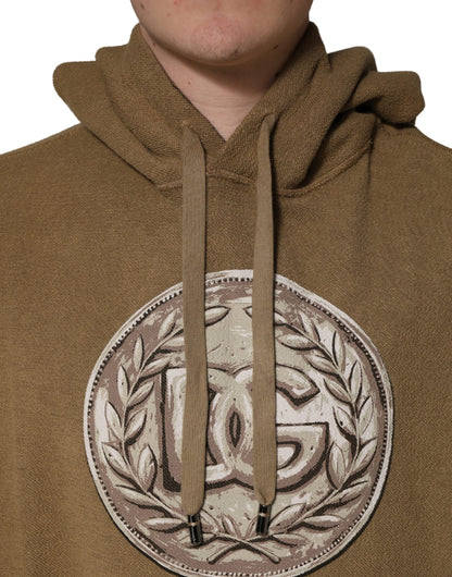 Dolce & Gabbana Men's Regular Fit Cotton Sweatshirt Hoodie - Brown Sand