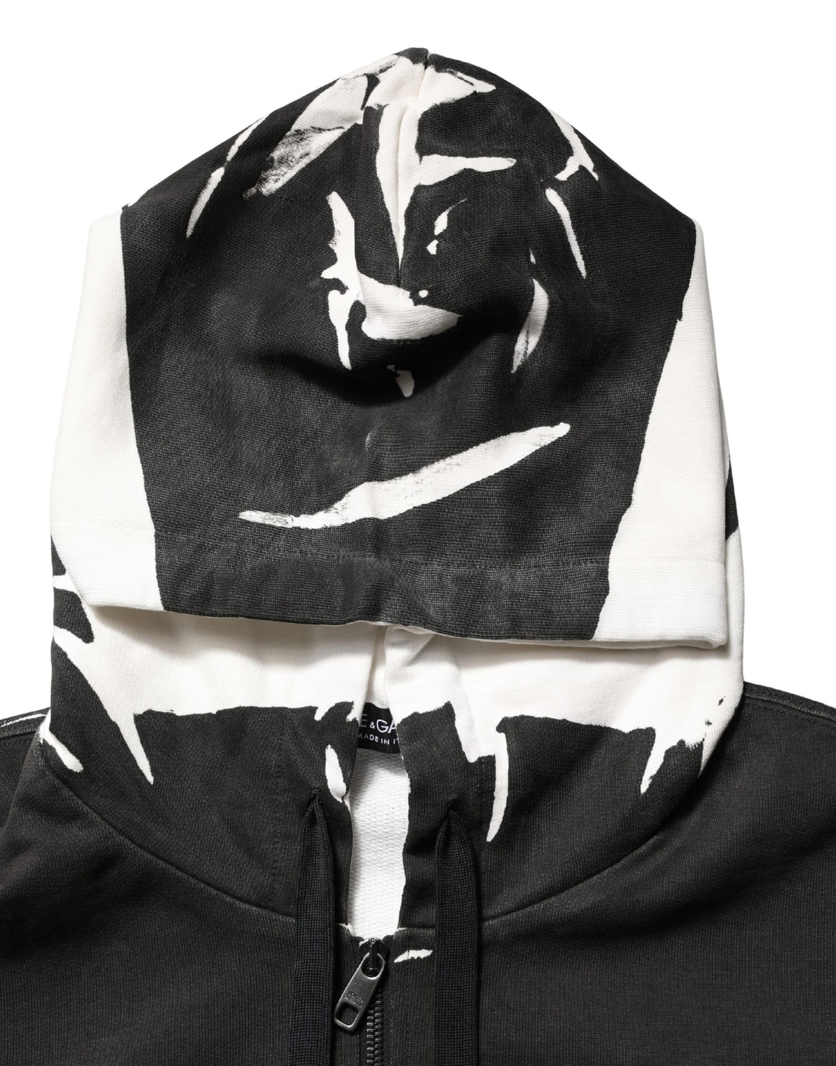 Dolce & Gabbana Men's Regular Fit Cotton Sweatshirt Hoodie - Black White Print