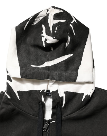 Dolce & Gabbana Men's Regular Fit Cotton Sweatshirt Hoodie - Black White Print