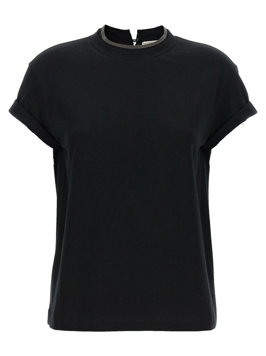 Brunello Cucinelli Black Cotton T-Shirt