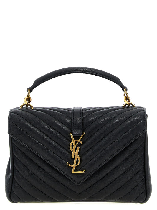 Quilted 2-in-1 Shoulder & Crossbody Flap Handbag by Saint Laurent for women in calfskin leather black features a transformative elegance silhouette, showcasing a secure flap, organized , and versatile crossbody-strap, shoulder-strap, adjustable-strap & handle for a transformative elegance look.