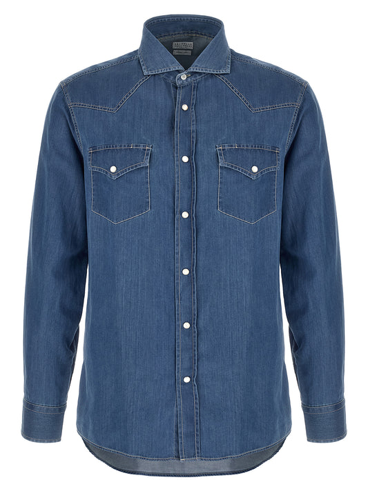 Brunello Cucinelli Blue Cotton Blouse