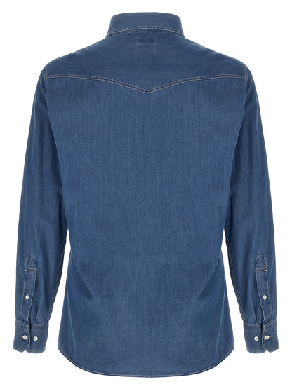 Brunello Cucinelli Blue Cotton Blouse