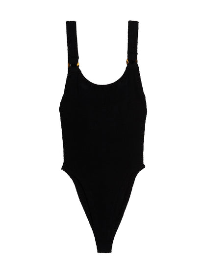Hunza G Black Nylon One-Piece Swimsuit