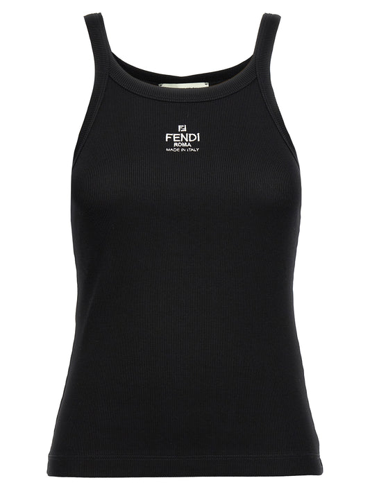 Fendi Black Cotton Sleeveles T-Shirt
