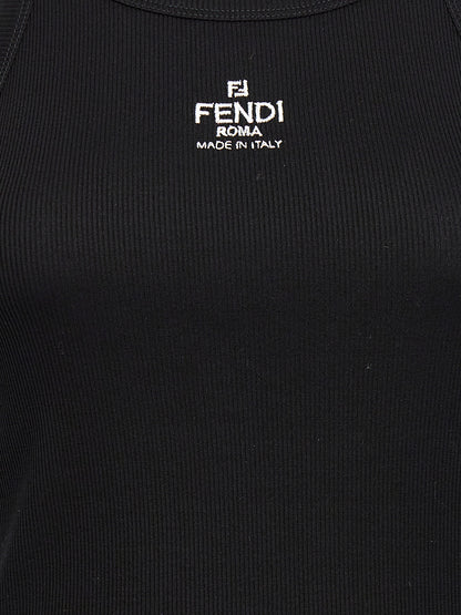 Fendi Black Cotton Sleeveles T-Shirt