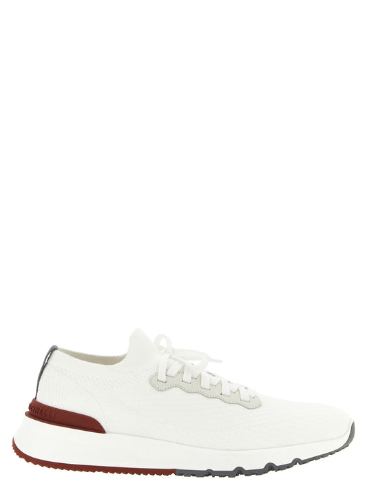 Athletic Sneakers by Brunello Cucinelli for men in polyolefin polyethylene & wool white features an timeless silhouette from the Men's Sock Athletic Polyolefin Polyethylene & Wool Sneakers collection, showcasing a timeless sock athletic style for a timeless look.