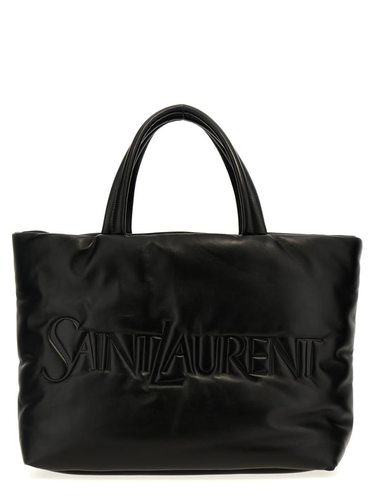 Shopper Tote Bag by Saint Laurent for unisex in nappa lamb leather black features an utilitarian-chic silhouette, showcasing the Nappa Lamb Leather Shopper Tote Bag design with a secure , ample , and versatile handle.