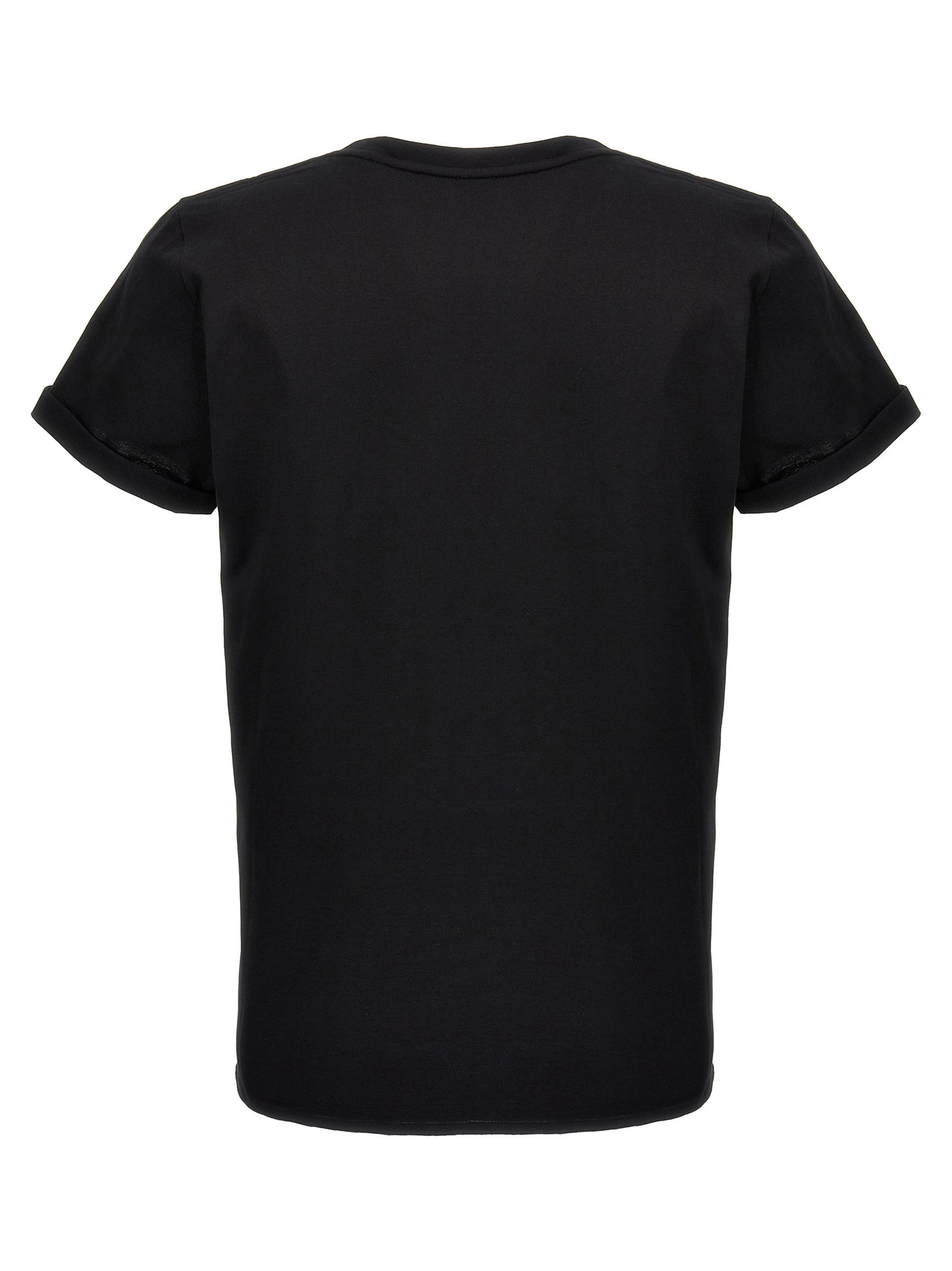 T-Shirt by Saint Laurent for men in cotton black & print showcases a fashionable silhouette, elegantly detailed with a fashionable and for a sophisticated, high-fashion look.