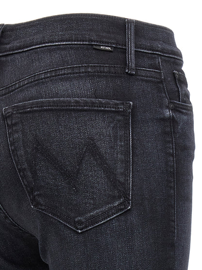 Mother Denim Black Cotton Slim Fit Jeans