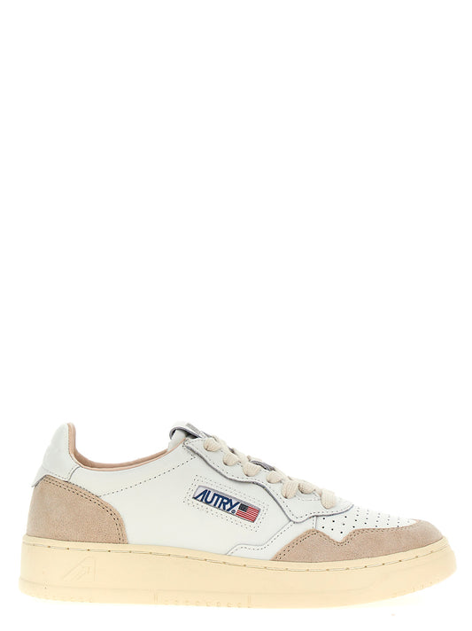 Sneakers by Autry for women in nylon & cowhide suede leather beige presents a on trend silhouette from the Women's Low Top Nylon & Cowhide Suede Leather Sneakers collection, showcasing a on trend low-top style for an elevated aesthetic.