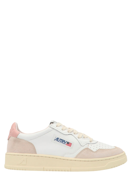 Sneakers by Autry for women in nylon & cowhide suede leather multicolor & pink features a chic design, perfectly showcasing the chic fashion style of this Women's Fashion Nylon & Cowhide Suede Leather Sneakers.