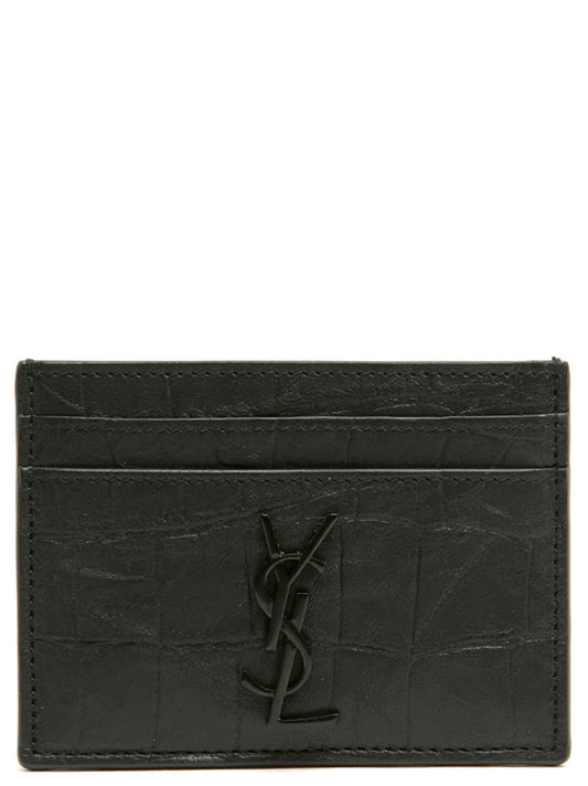 Cardholder Card Case by Saint Laurent for men in exotic skin leather black & print features an refined design, elegantly showcasing the refined Cassandre Flash Exotic Skin Leather Cardholder Card Case aesthetic while integrating sophisticated card-organization.
