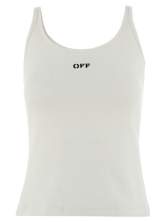 Off-White White Cotton Sleeveles T-Shirt