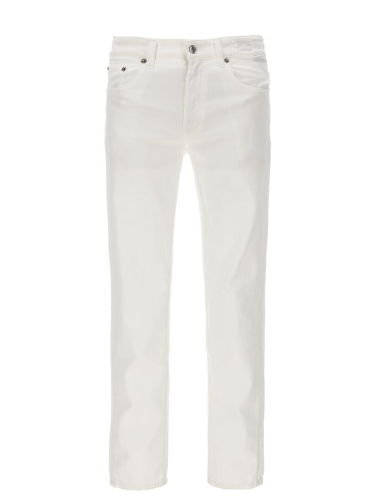 Jeans by Department 5 for men in stretch denim cotton white & signature features a polished silhouette with a polished straight-leg, reaching a polished long and finished with a polished .