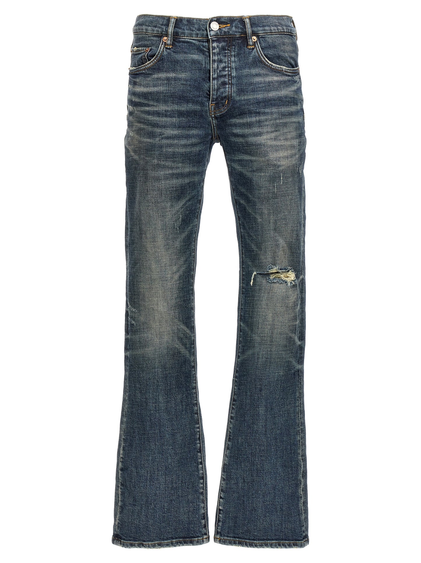 PURPLE Blue Cotton Flared Jeans