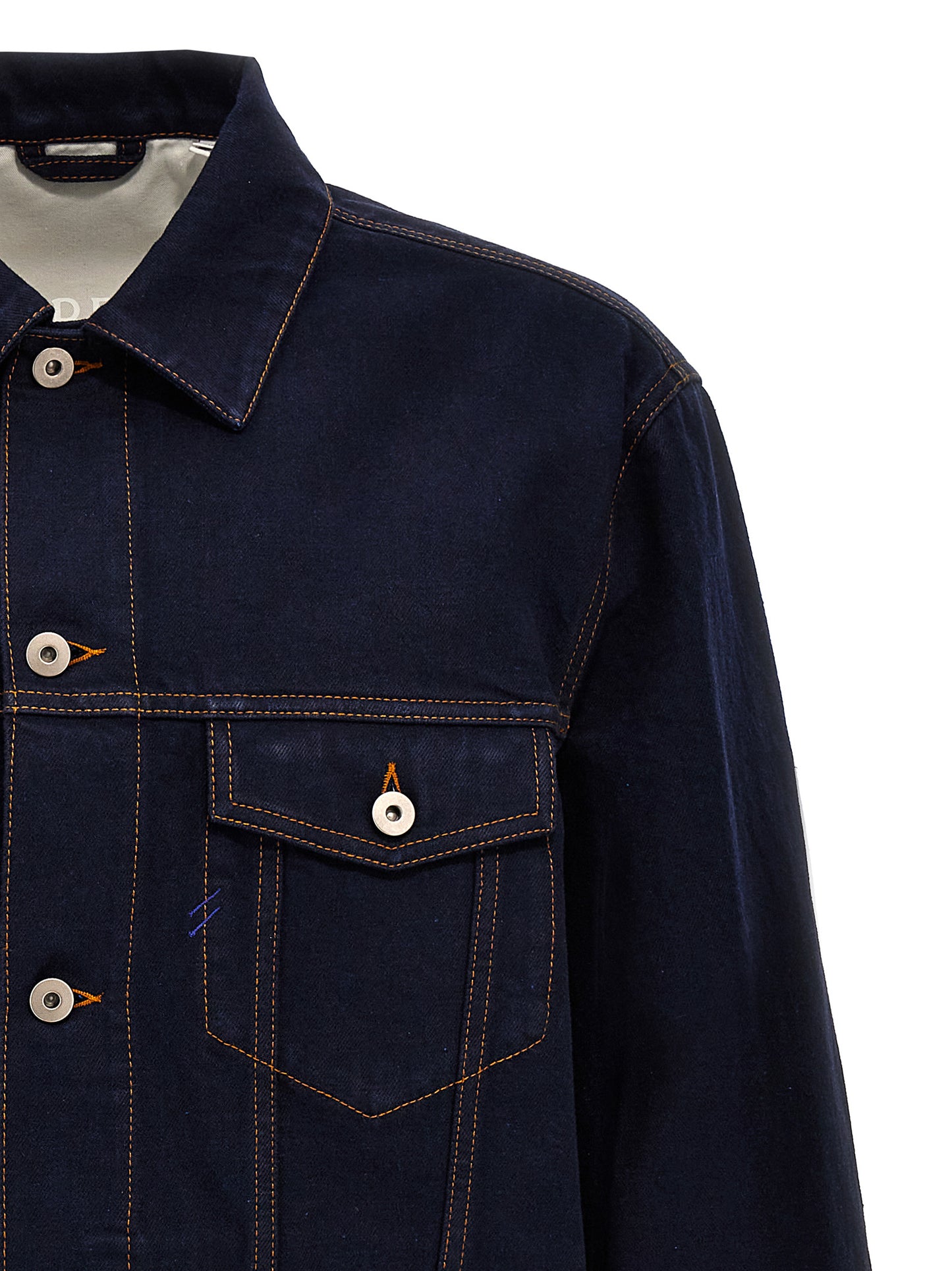 Trucker Jacket by Burberry for men in denim cotton blue, rose & print features an contemporary silhouette, showcasing a sophisticated and contemporary pockets for a truly refined look.