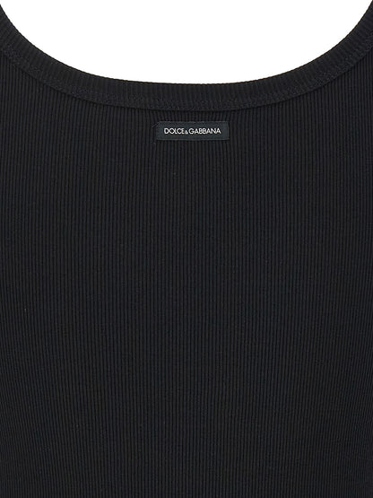 Dolce & Gabbana Black Cotton Tank Tops
