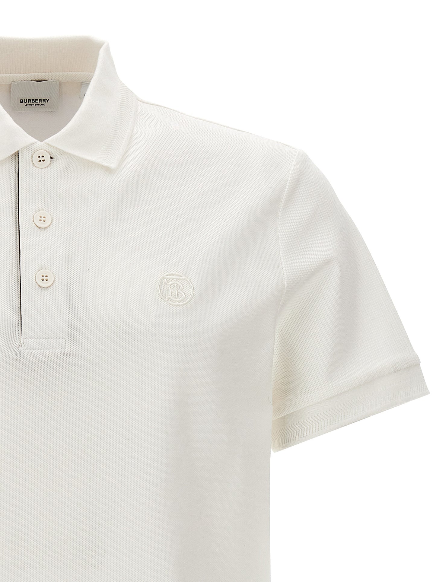 Polo Shirt by Burberry for men in cotton white presents a distinguished silhouette, showcasing a sophisticated and distinguished for a truly distinguished finish.