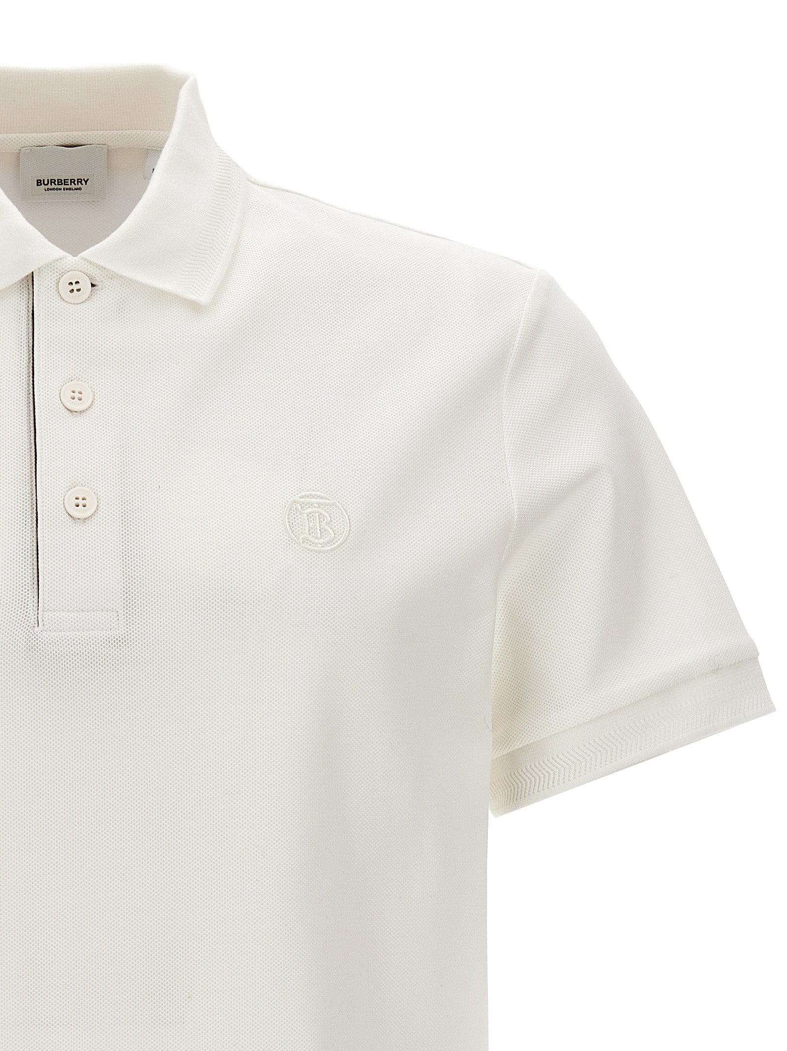Polo Shirt by Burberry for men in cotton white presents a distinguished silhouette, showcasing a sophisticated and distinguished for a truly distinguished finish.