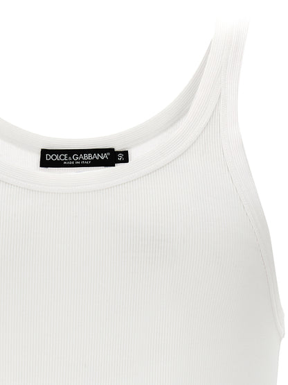Dolce & Gabbana White Cotton Tank Tops