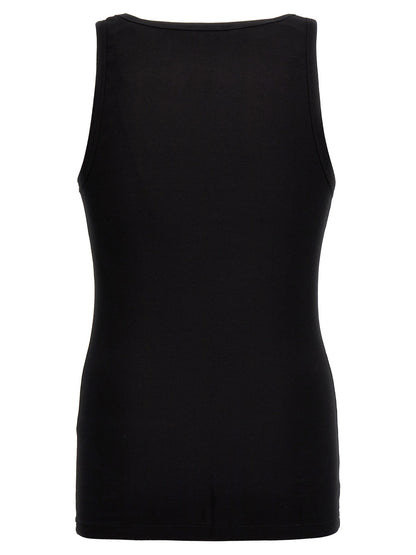Versace Black Cotton Sleeveles T-Shirt