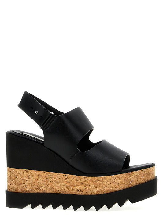Wedge Sandals by Stella McCartney for women in polyester polyurethane & cork black features an statuesque Aren Women's Polyester Polyurethane & Cork Wedge Sandals silhouette with a refined wedge and elegant .