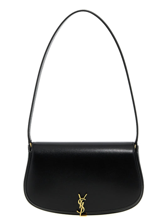 Mini Shoulder Flap Box Bag by Saint Laurent for women in calfskin leather black features a distinguished silhouette, showcasing a secure flap and distinguished with versatile shoulder-strap & handle for a distinguished finish.
