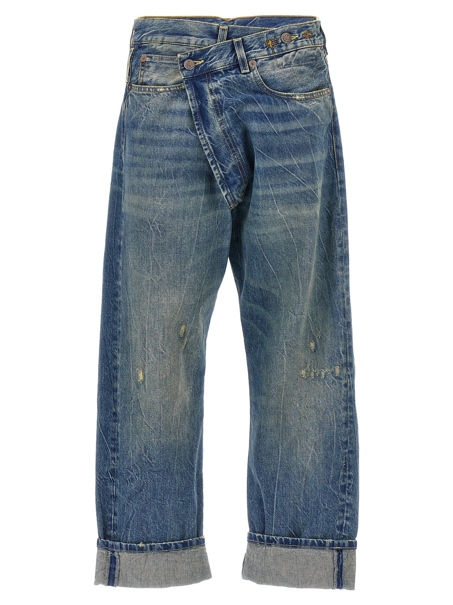 Jeans by R13 for women in cotton denim blue features a refined silhouette with a refined relaxed-fit, defined by a and a refined long for a refined finish.