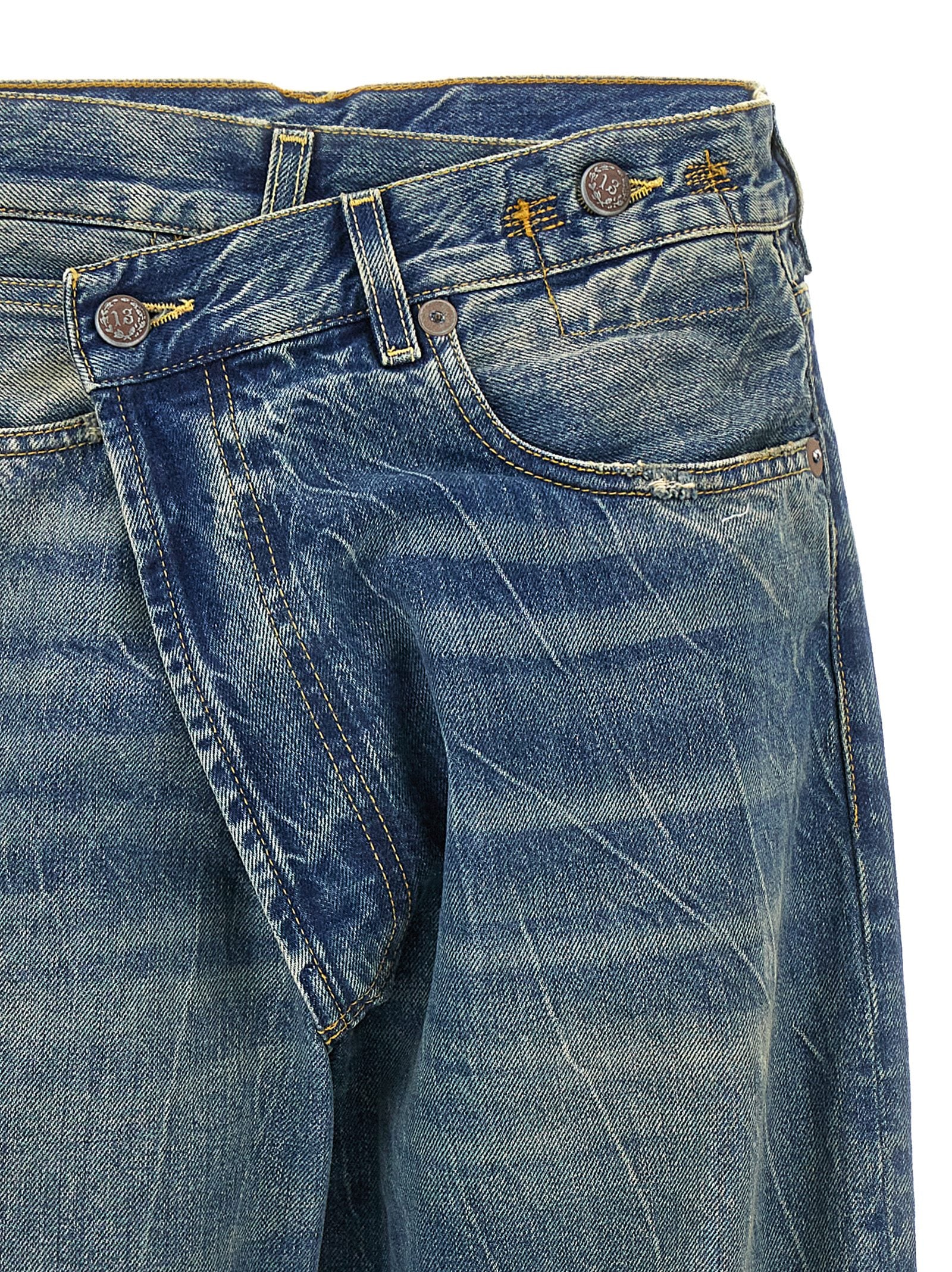 Jeans by R13 for women in cotton denim blue features an refined tailoring silhouette, showcasing a premium relaxed-fit with a and long cut for a refined tailoring look.