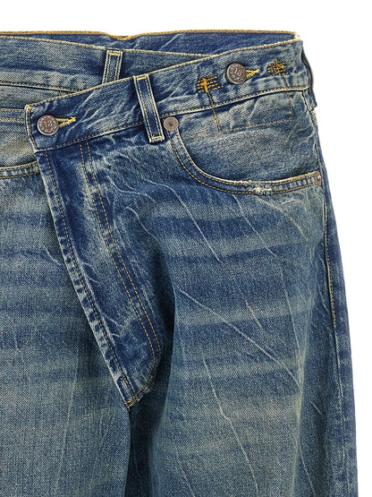 Jeans by R13 for women in cotton denim blue features an refined tailoring silhouette, showcasing a premium relaxed-fit with a and long cut for a refined tailoring look.