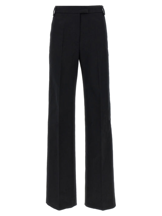 Casual Pants by THELATEST for women in cotton canvas black features an sartorial wide and long with a cut for a sartorial finish.