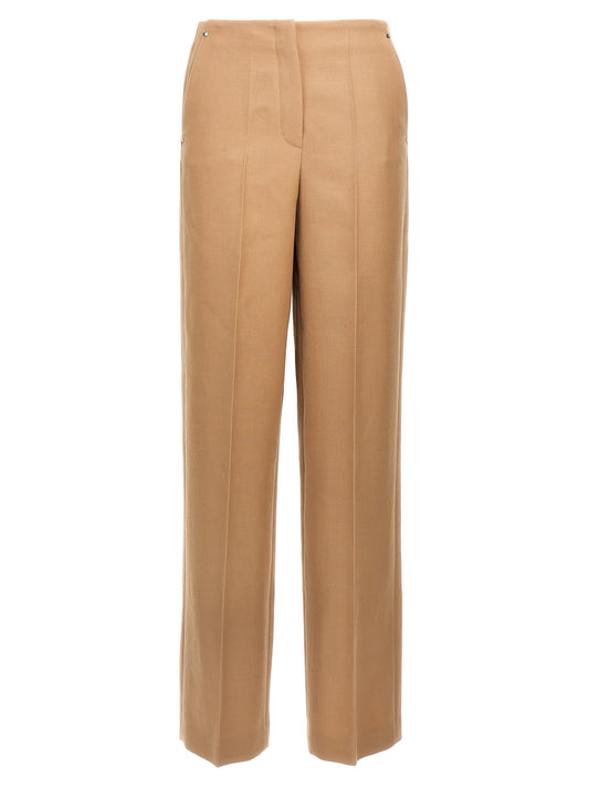 Trousers by Fendi for women in wool beige features an on trend silhouette, showcasing a sophisticated wide with a long and for an on trend finish.