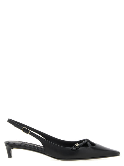 Dolce & Gabbana Black Lamb Leather Mid Heel Pumps