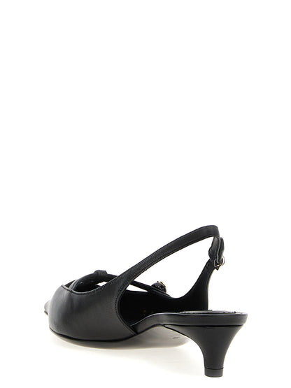 Dolce & Gabbana Black Lamb Leather Mid Heel Pumps