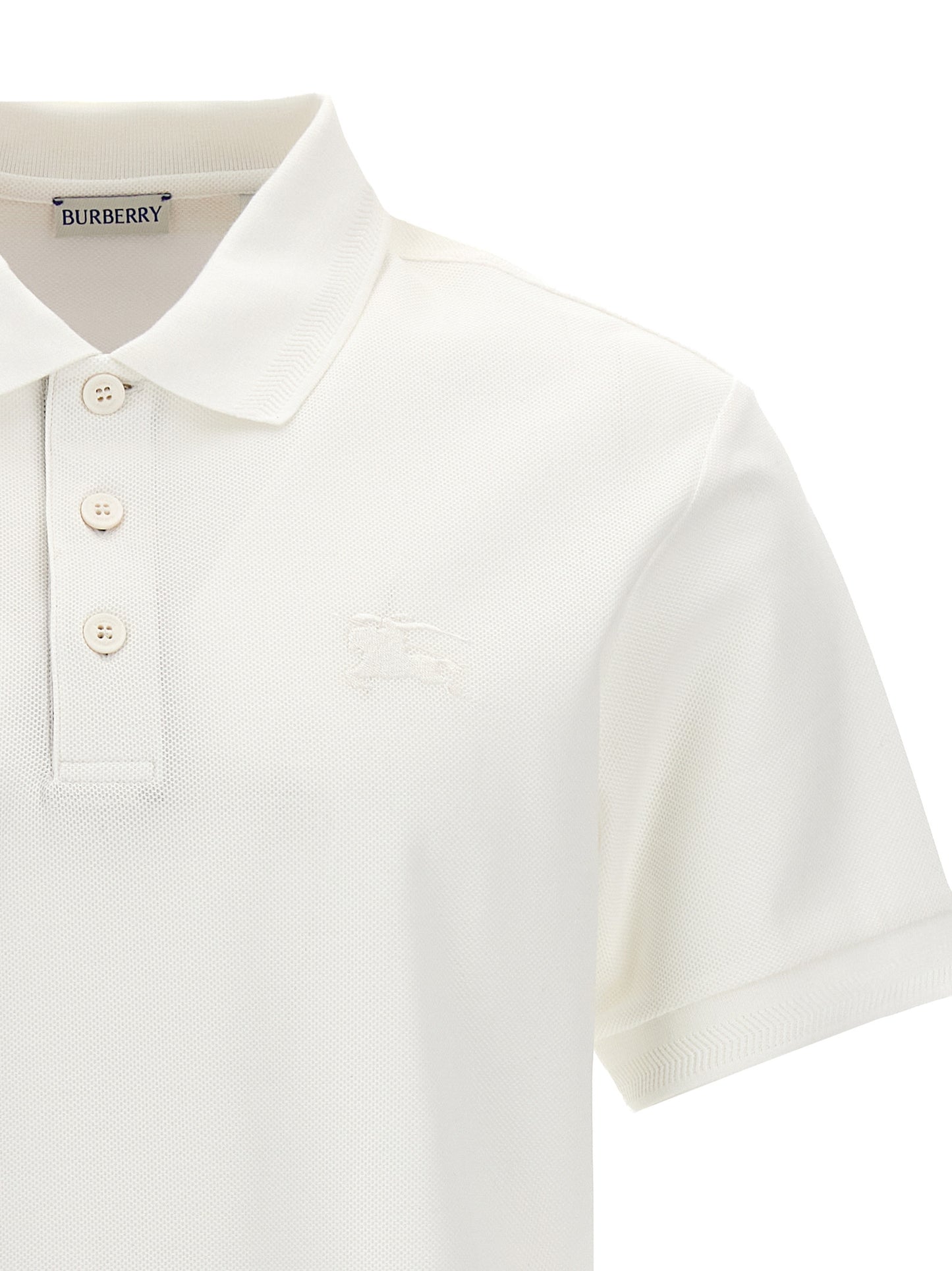 Polo Shirt by Burberry for men in cotton white presents a sleek silhouette, featuring a refined and for a sleek finish.