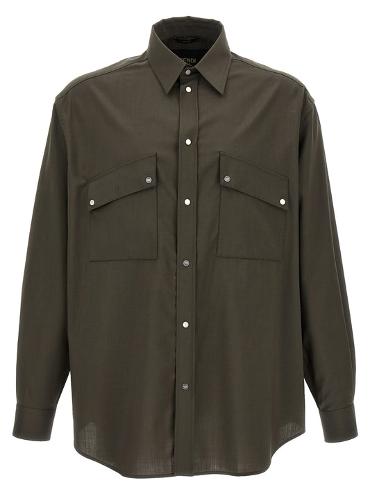 Blouse by Fendi for men in wool bicolour & green, featuring a nuanced and nuanced for a sophisticated finish.
