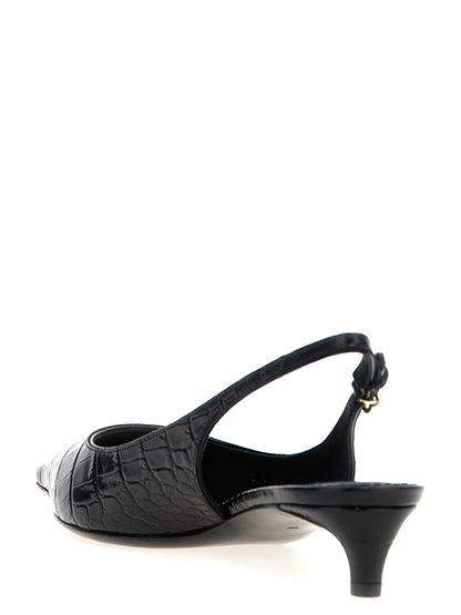 Dolce & Gabbana Black Calfskin Mid Heel Pumps
