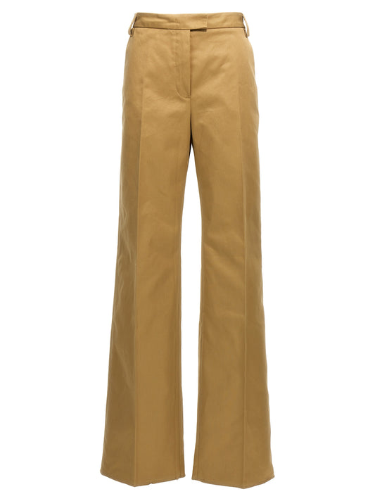 Casual Pants by THELATEST for women in cotton canvas beige features an sophisticated and wide with a precise long, creating a sophisticated and sophisticated silhouette.