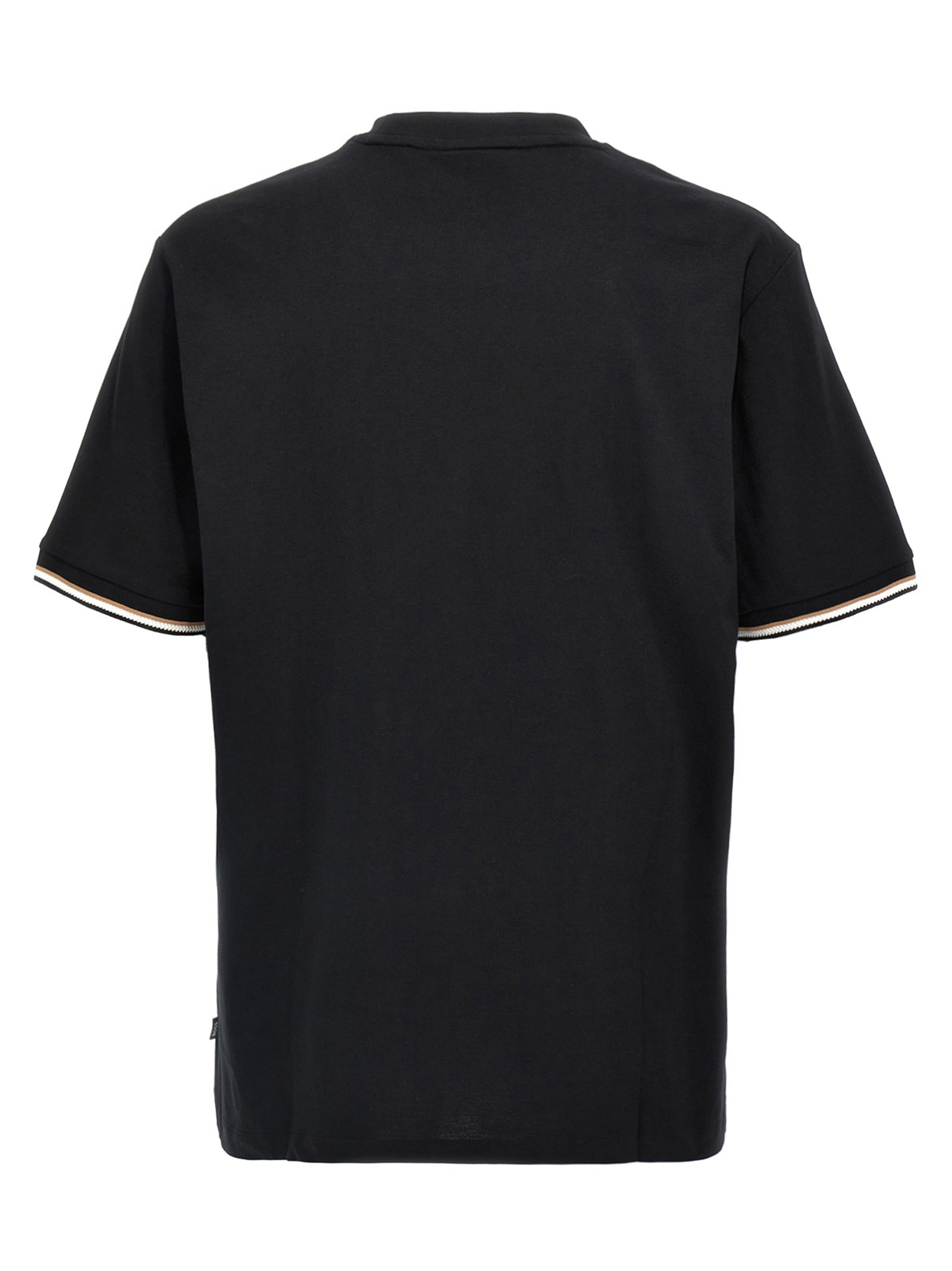 T-Shirt by Hugo Boss for men in cotton black showcases a chic silhouette, artfully detailed with a chic crew neckline and for a chic finish.